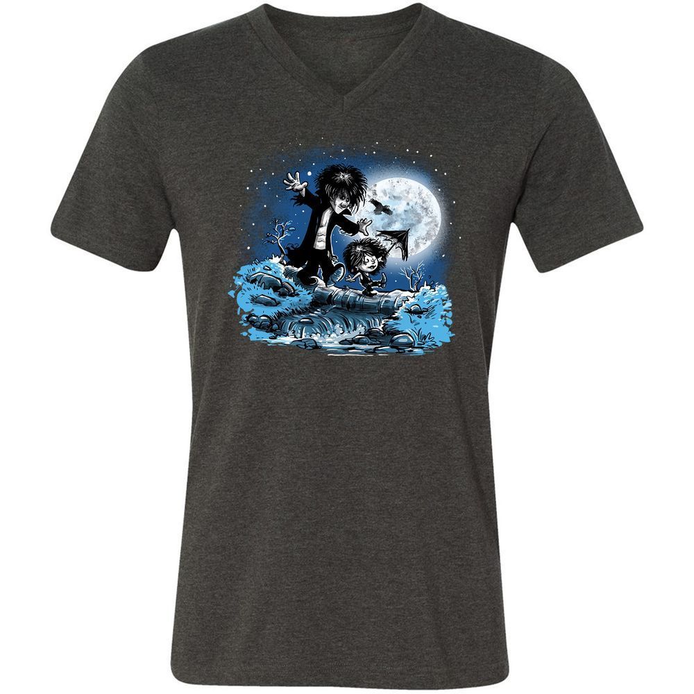 Unisex V-Neck T-Shirt - KNE63WYW - Dark Grey Heather - 8