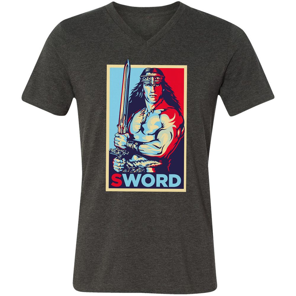 Unisex V-Neck T-Shirt - K8JV657Z - Dark Grey Heather - 8