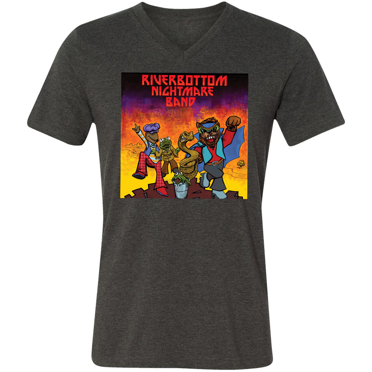 Unisex V-Neck T-Shirt - GNA5M3PS - Dark Grey Heather - 8