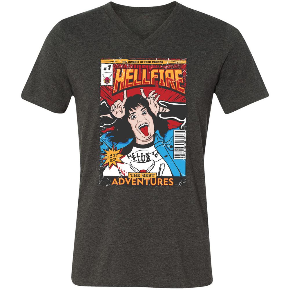 Unisex V-Neck T-Shirt - 8YBTTG9G - Dark Grey Heather - 8