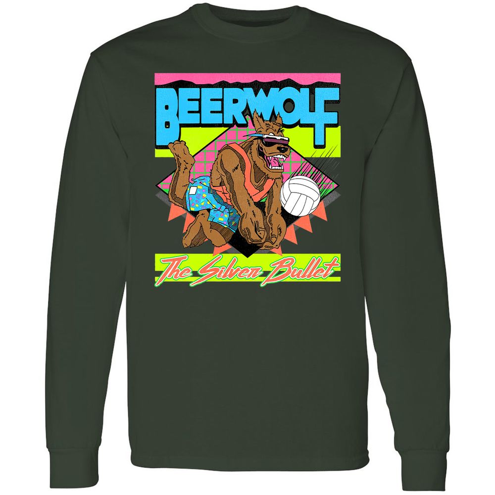 Retro Beach Wolf - Forest Green - 8