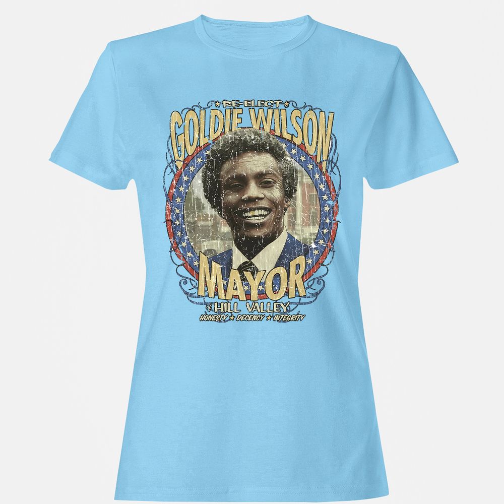 Re-Elect Mayor Goldie Wilson - Light Blue - 8