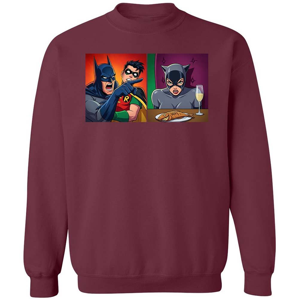 Bat Yelling at Catwoman - Maroon - 8