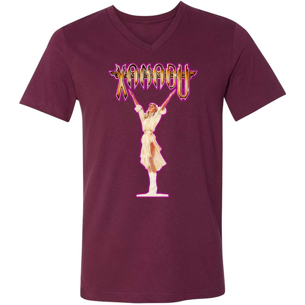 Unisex V-Neck T-Shirt - XQYXHDZV - Maroon - 8