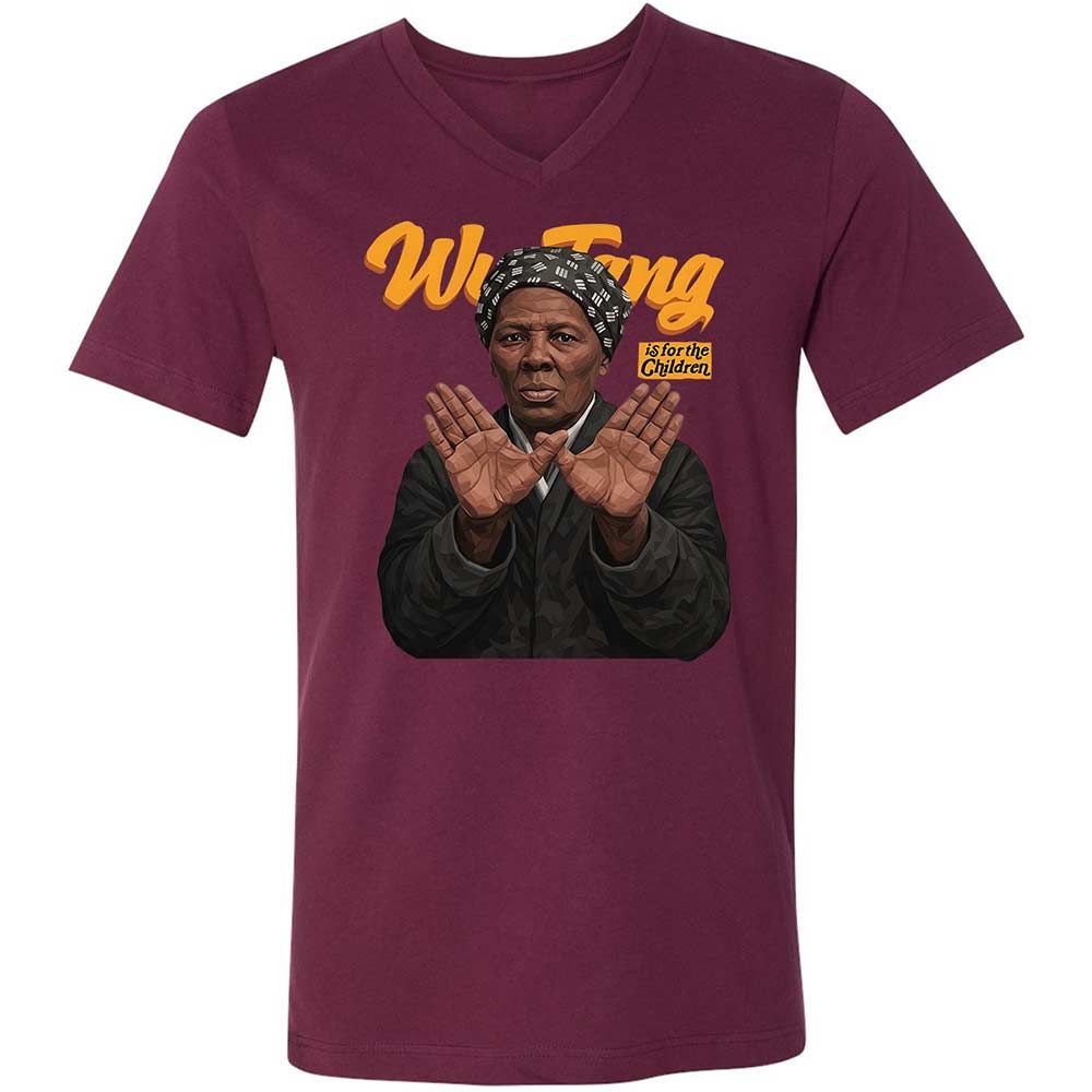 Unisex V-Neck T-Shirt - Black - Maroon - 8