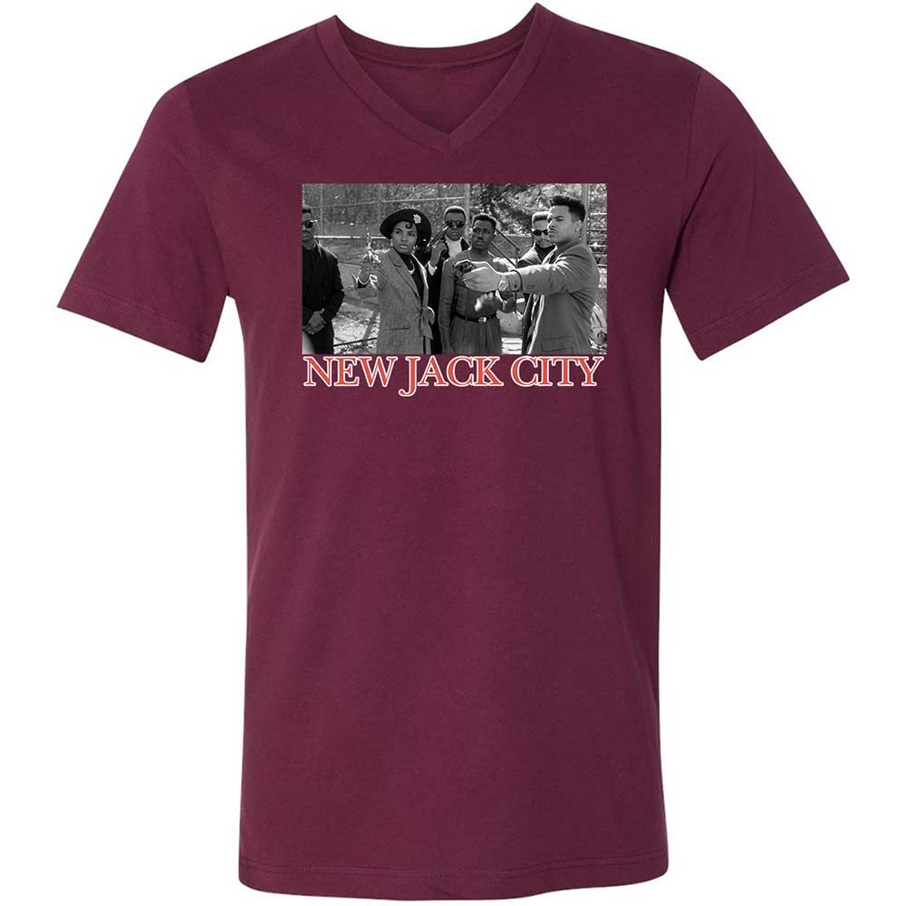 Unisex V-Neck T-Shirt - 27NNY9HS - Maroon - 8