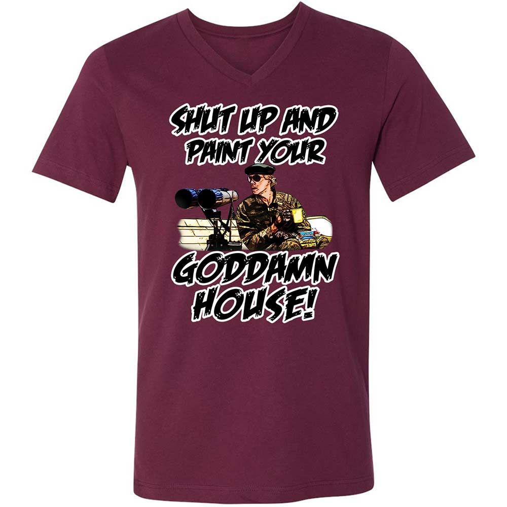 Unisex V-Neck T-Shirt - NLG8AXJN - Maroon - 8