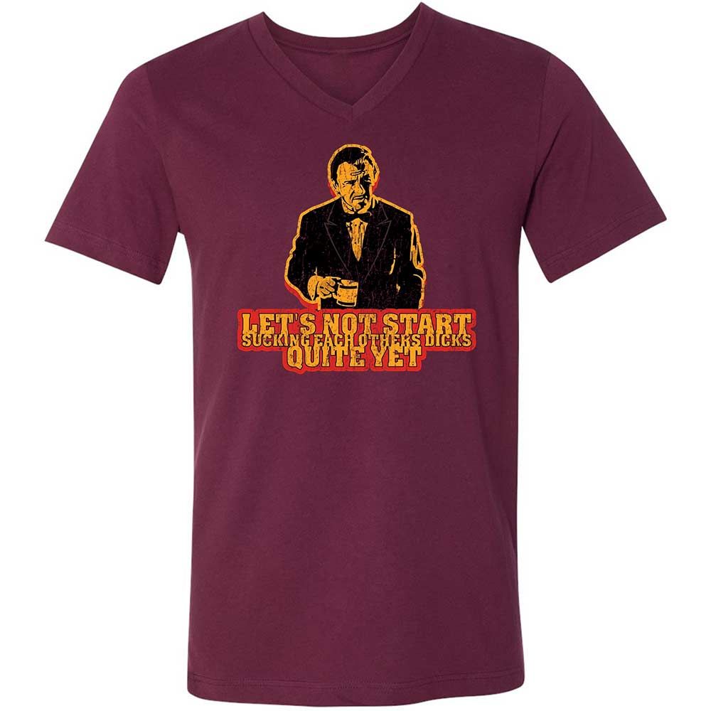 Unisex V-Neck T-Shirt - E6WE79KT - Maroon - 8