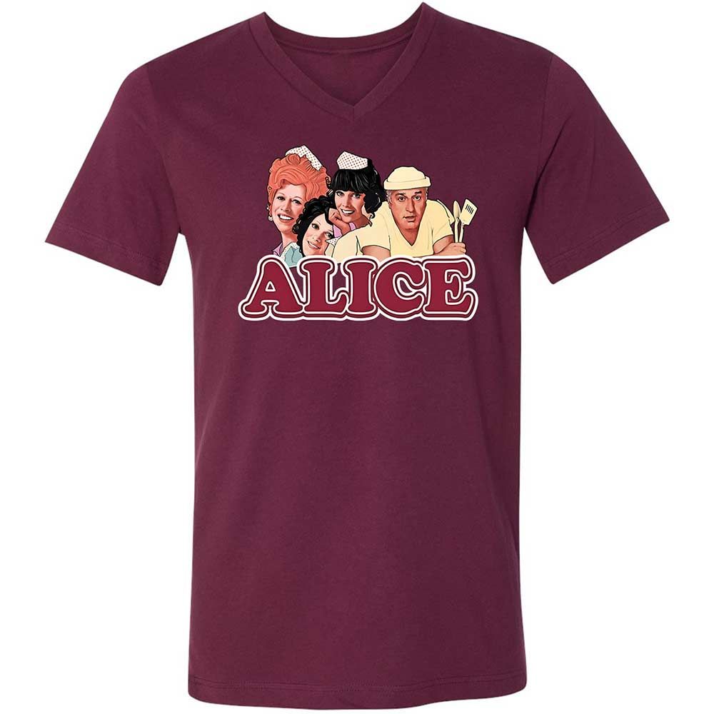 Unisex V-Neck T-Shirt - 3WGYFJZS - Maroon - 8