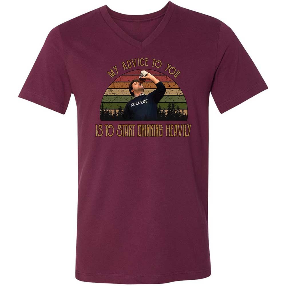 Unisex V-Neck T-Shirt - 6C3ECR4M - Maroon - 8