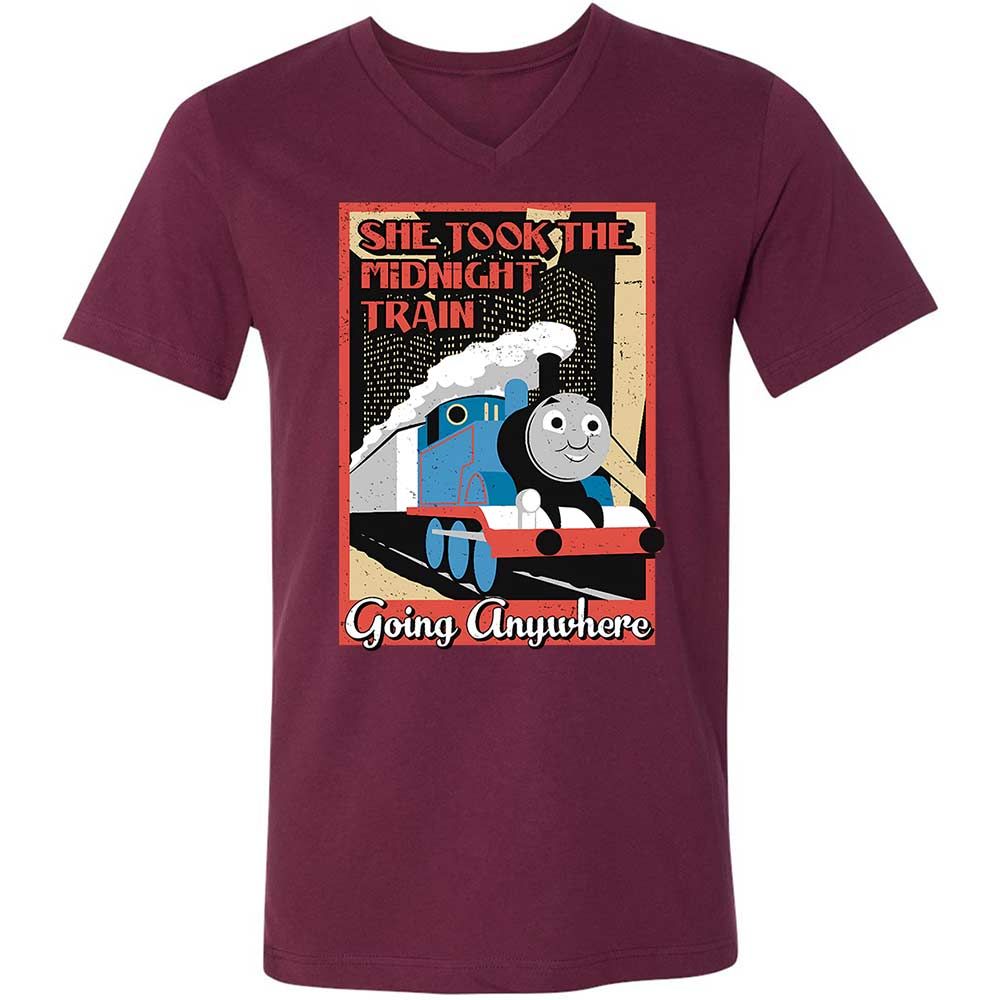 Unisex V-Neck T-Shirt - 4FNZSVWU - Maroon - 8