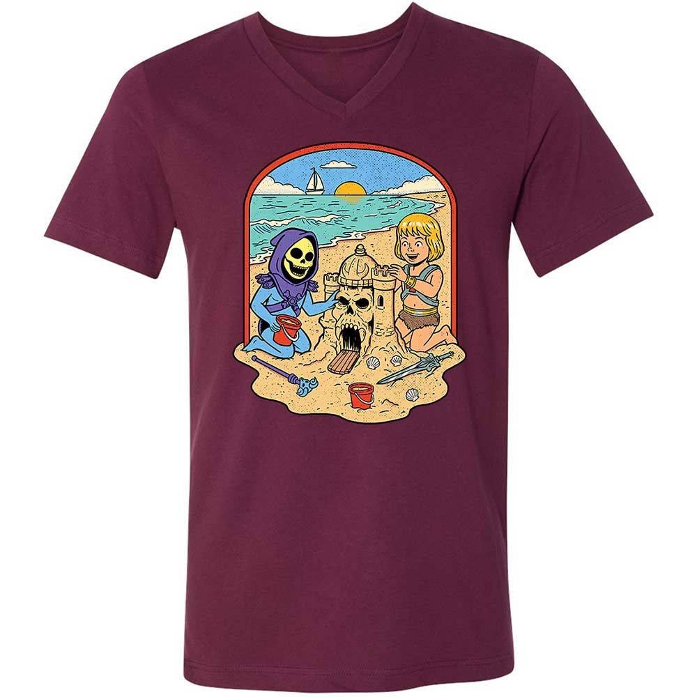 Unisex V-Neck T-Shirt - 4QX3H2ES - Maroon - 8