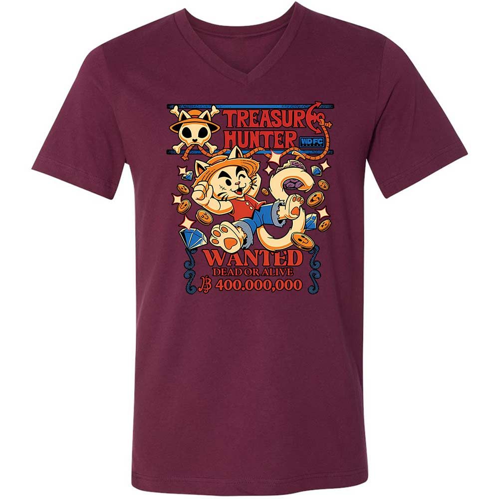 Unisex V-Neck T-Shirt - URXZNLMV - Maroon - 8