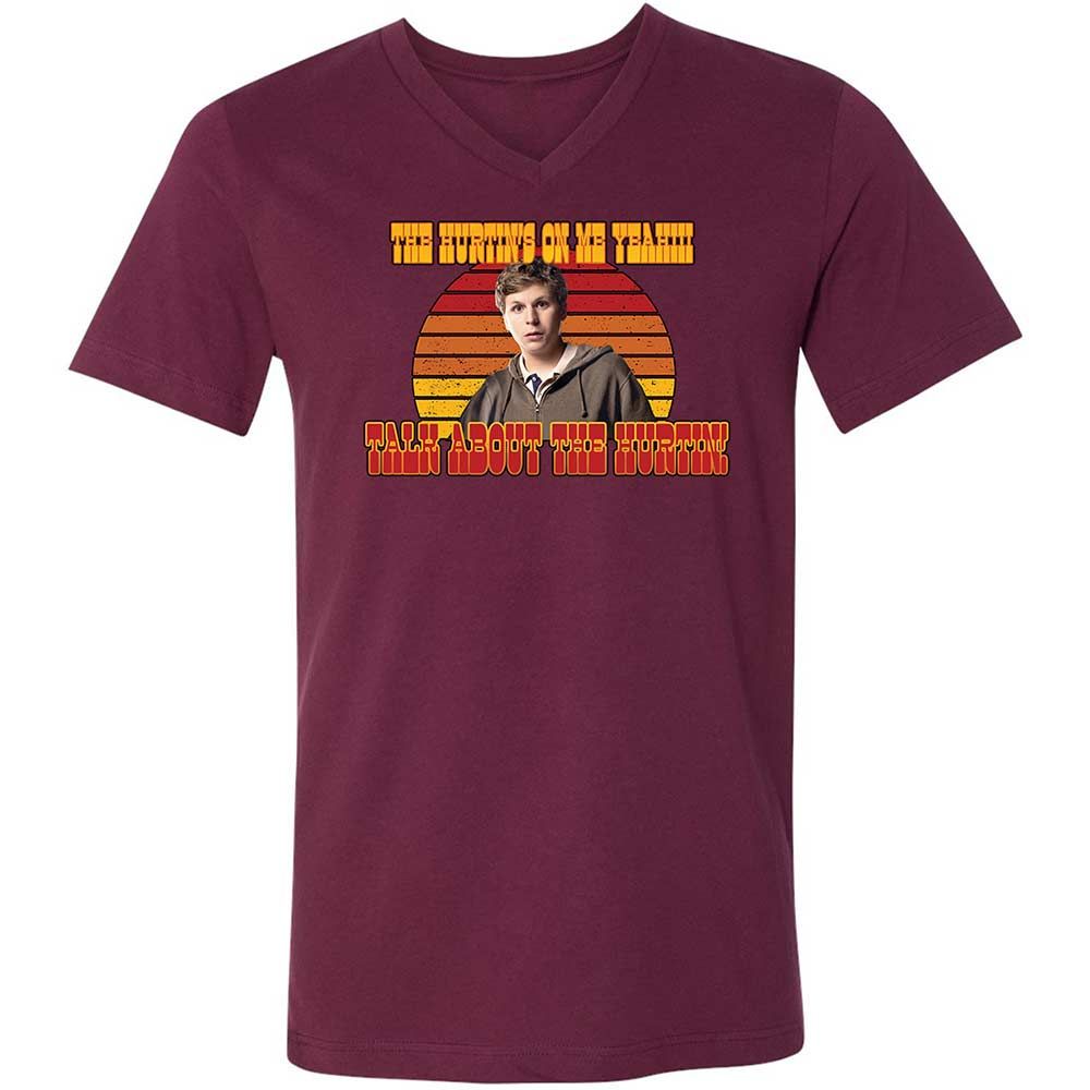 Unisex V-Neck T-Shirt - E3SKWTEG - Maroon - 8
