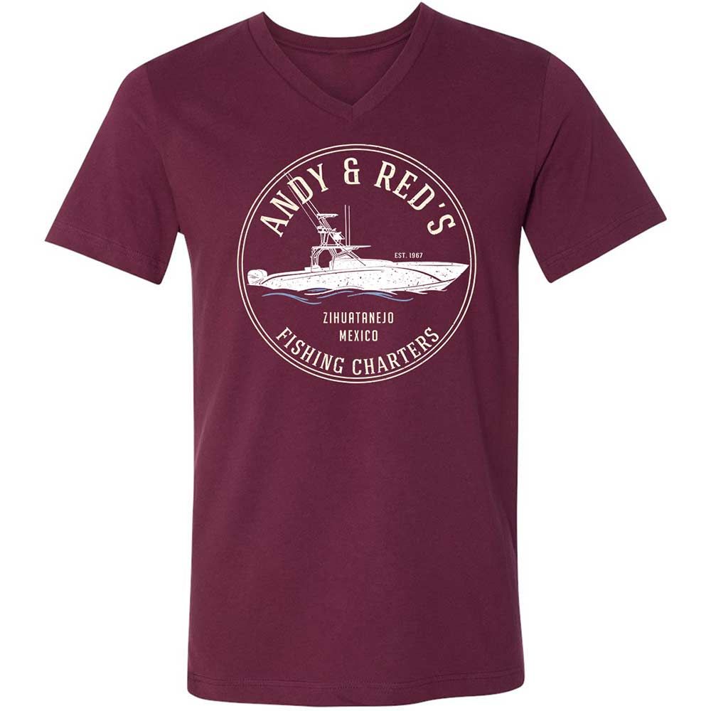 Unisex V-Neck T-Shirt - UP7ZFRMP - Maroon - 8