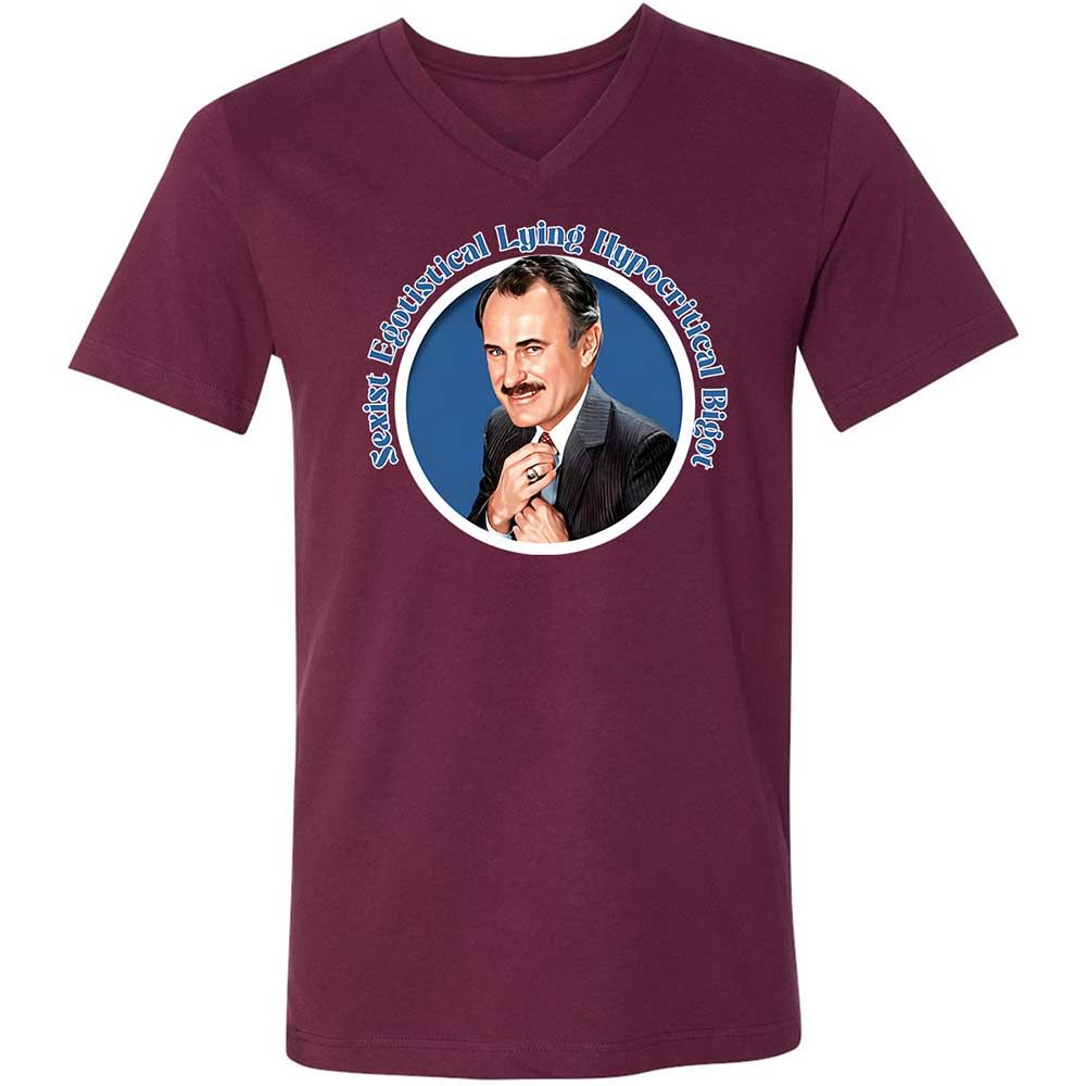 Unisex V-Neck T-Shirt - 8JRC4HQH - Maroon - 8