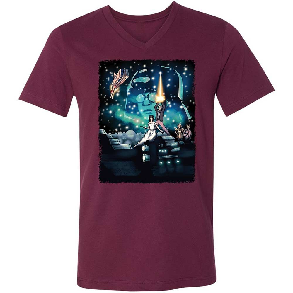 Unisex V-Neck T-Shirt - 5JEGZ8H2 - Maroon - 8