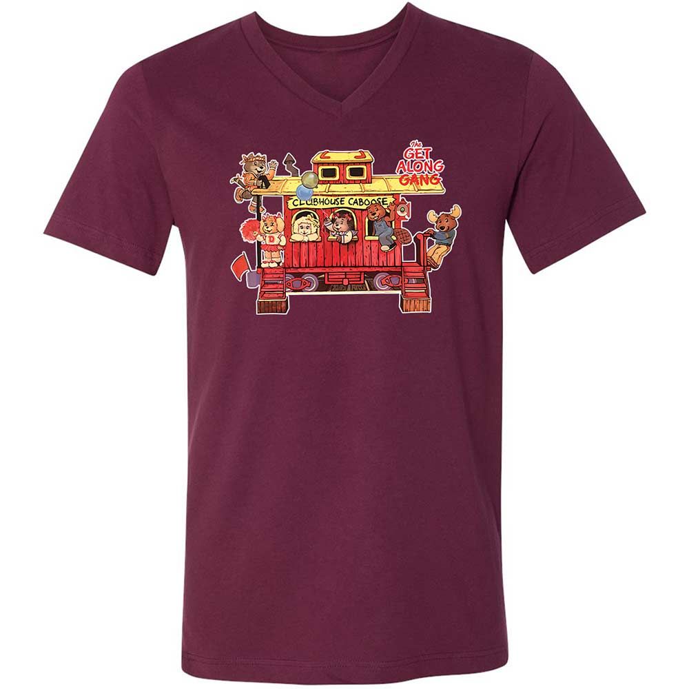 Unisex V-Neck T-Shirt - 74U9P9J7 - Maroon - 8