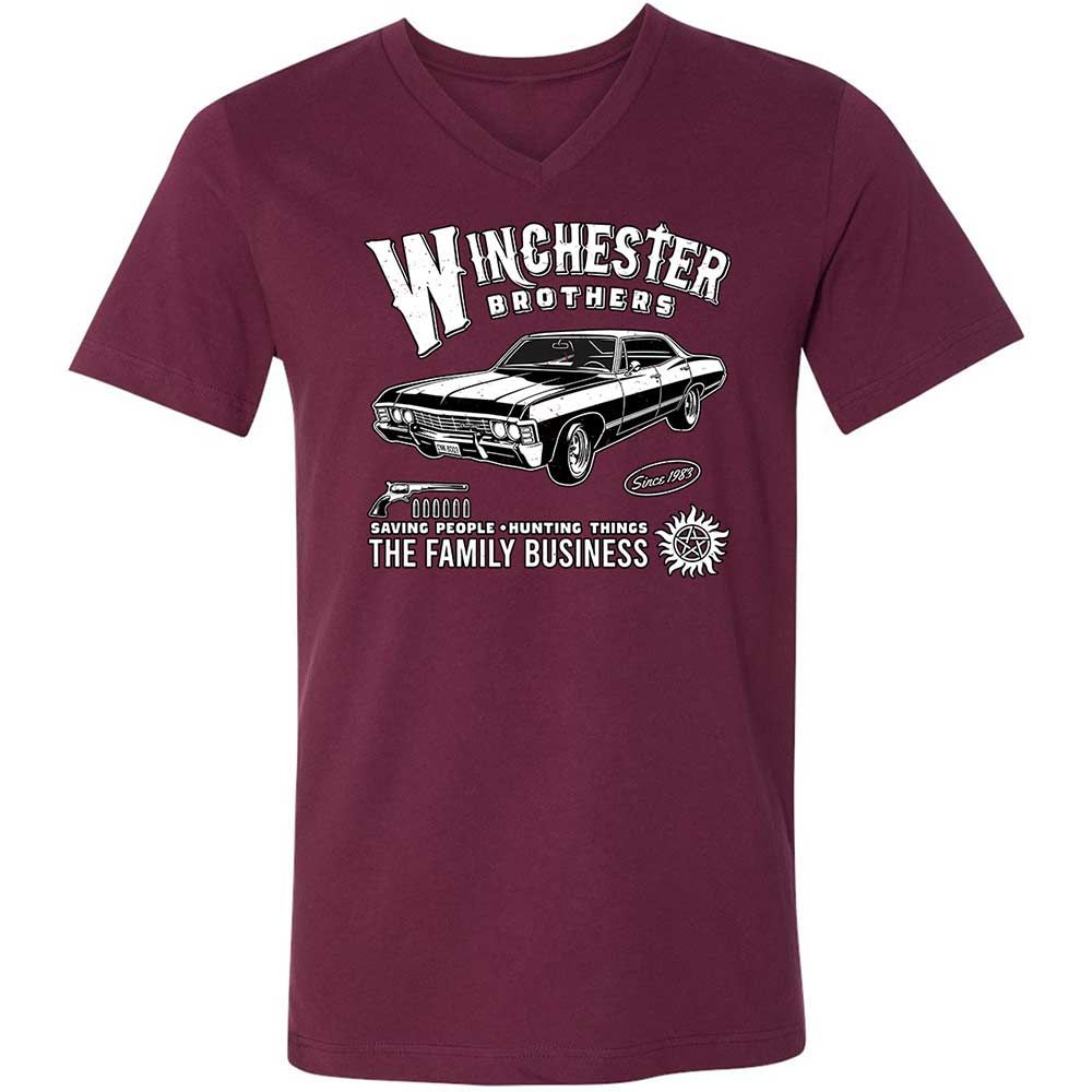 Unisex V-Neck T-Shirt - KAM13VLA - Maroon - 8
