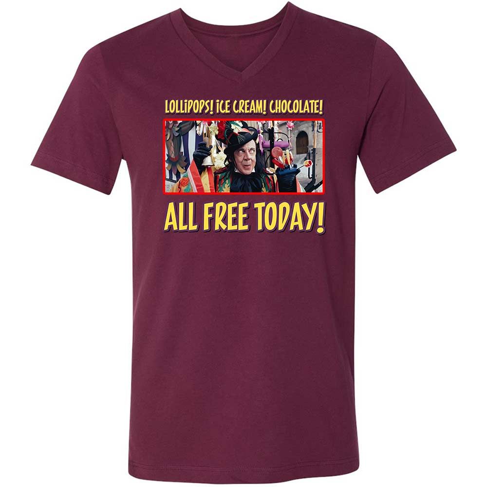 Unisex V-Neck T-Shirt - C9KGVAYU - Maroon - 8