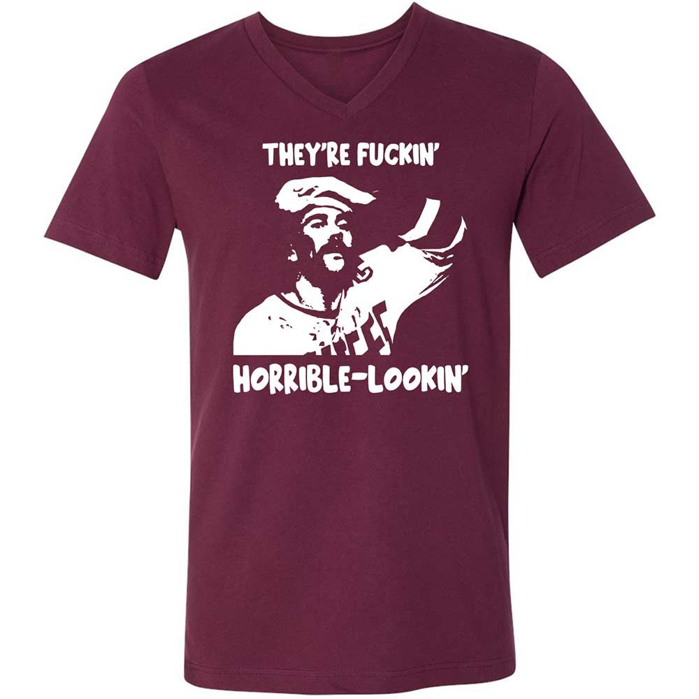 Unisex V-Neck T-Shirt - GKGA57EN - Maroon - 8
