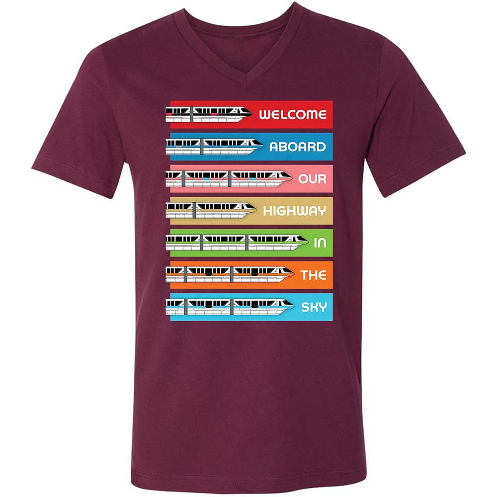 Unisex V-Neck T-Shirt - Black - Maroon - 8
