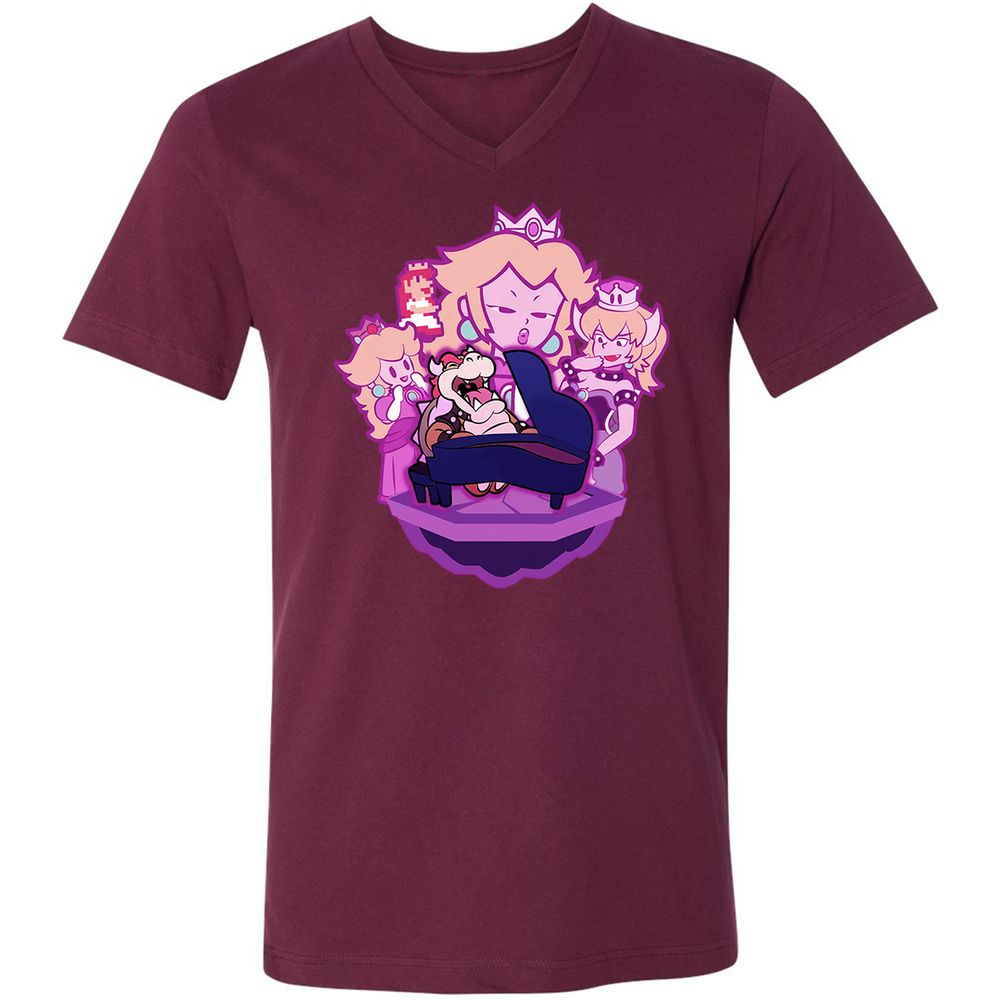 Unisex V-Neck T-Shirt - 1PBRJDFS - Maroon - 8