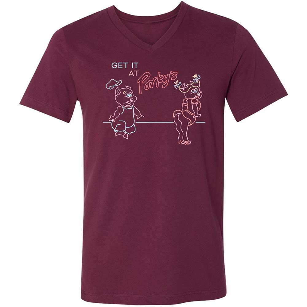 Unisex V-Neck T-Shirt - CNWSTWEY - Maroon - 8
