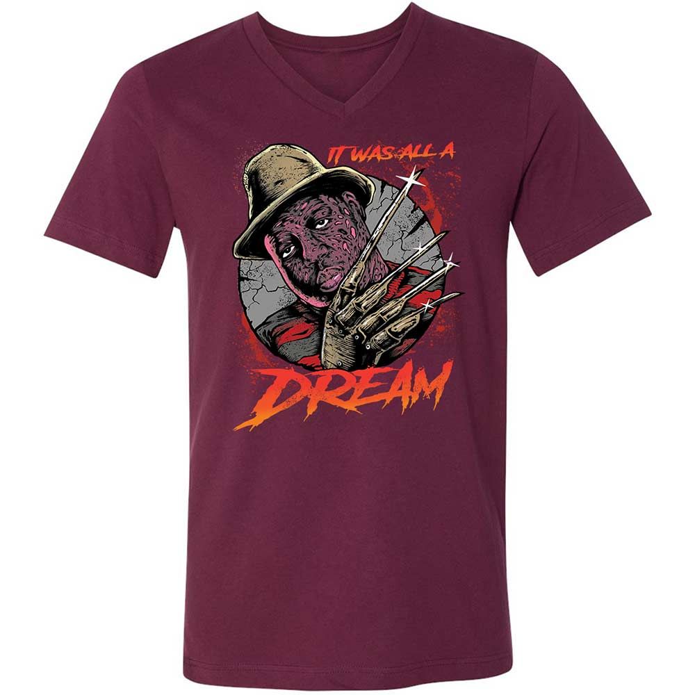 Unisex V-Neck T-Shirt - BNMLGRM8 - Maroon - 8