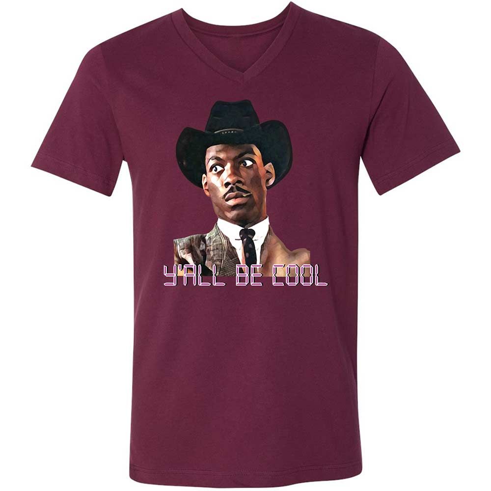 Unisex V-Neck T-Shirt - E8JMX5N3 - Maroon - 8