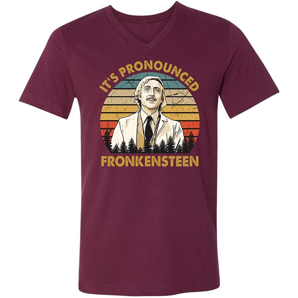 Unisex V-Neck T-Shirt - 2J7VYUH3 - Maroon - 8