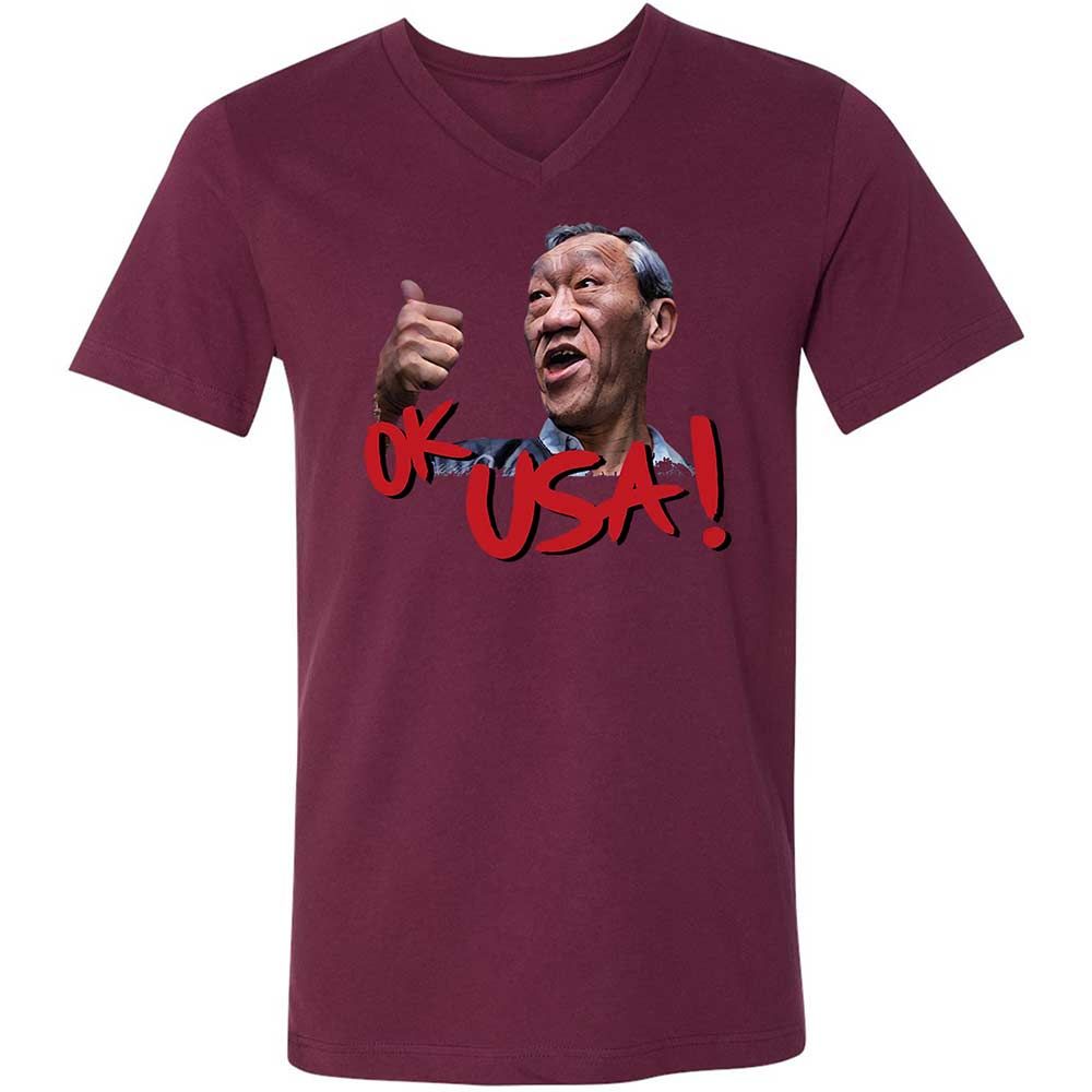 Unisex V-Neck T-Shirt - 9HQ15ZQ8 - Maroon - 8