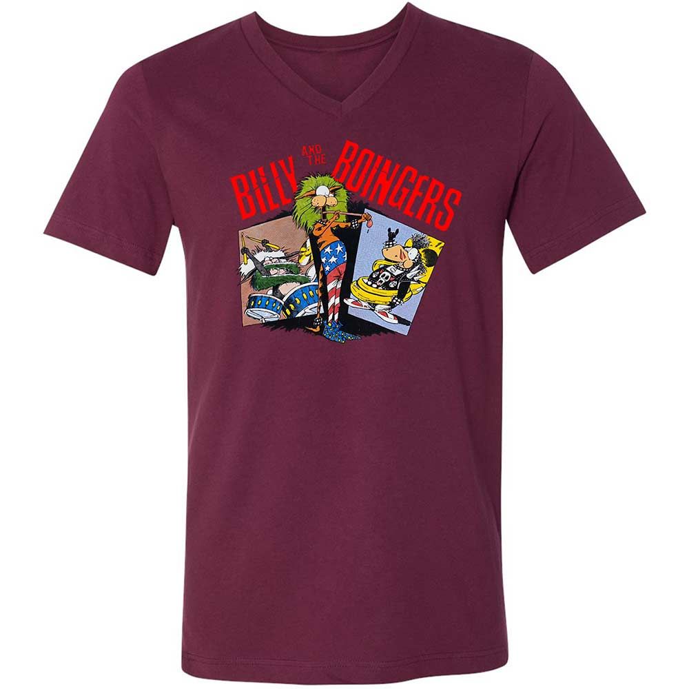 Unisex V-Neck T-Shirt - QX2GADAT - Maroon - 8