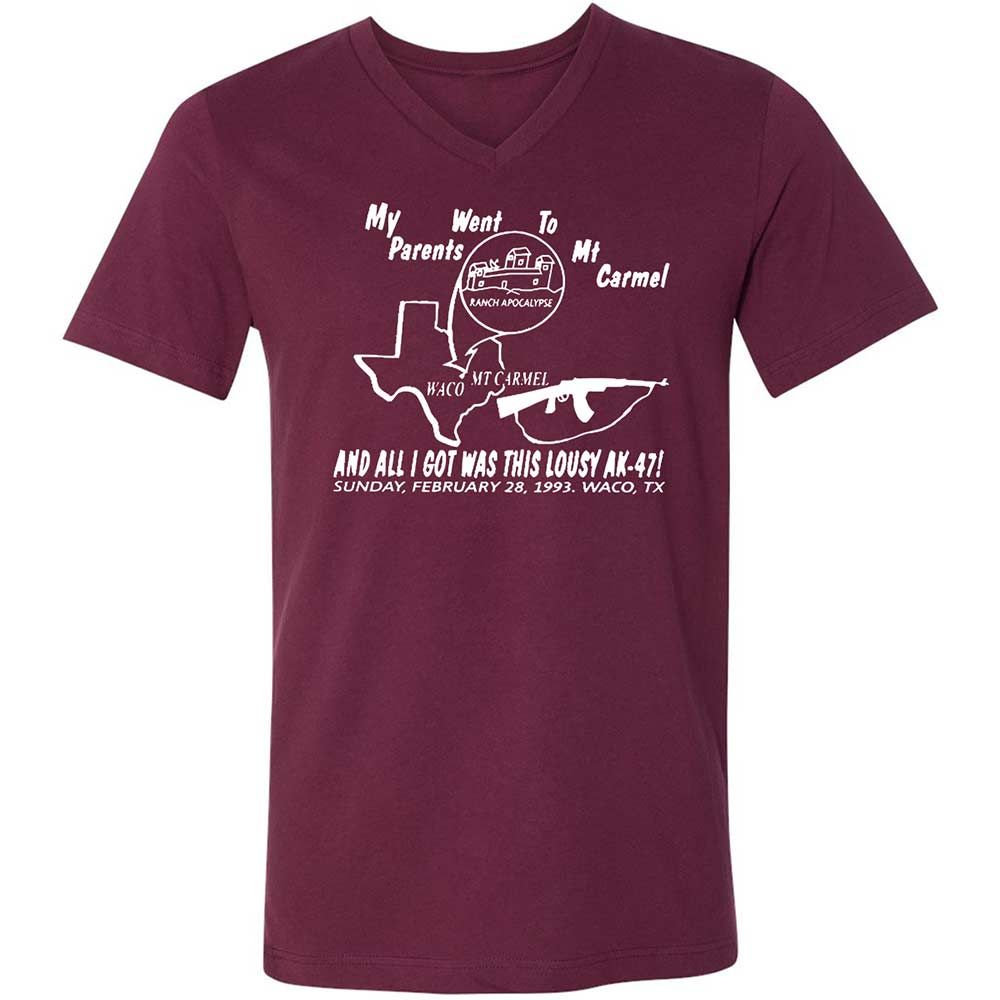 Unisex V-Neck T-Shirt - GNMLJTWC - Maroon - 8
