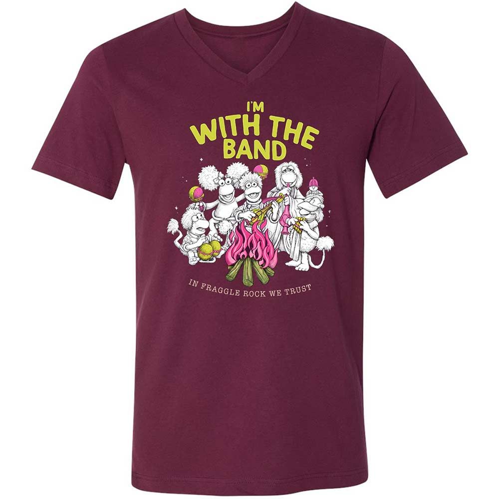 Unisex V-Neck T-Shirt - 87A15QZF - Maroon - 8