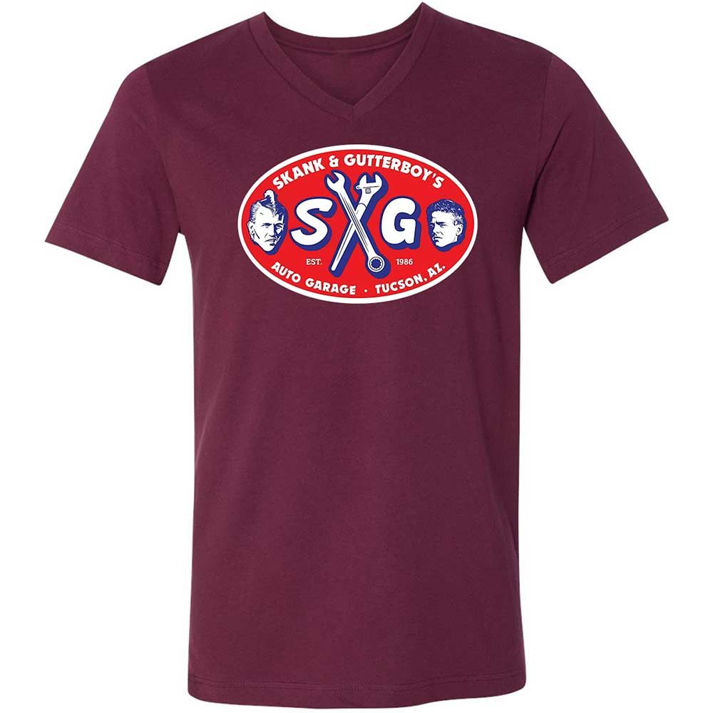 Unisex V-Neck T-Shirt - JSTFP5UX - Maroon - 8