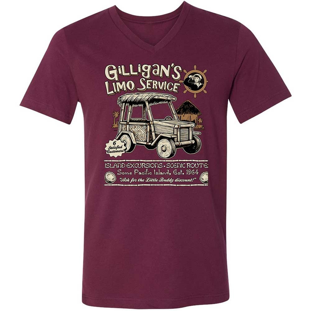 Unisex V-Neck T-Shirt - 6BLZMP7U - Maroon - 8