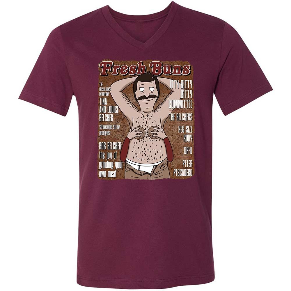 Unisex V-Neck T-Shirt - 6HL6PHM9 - Maroon - 8