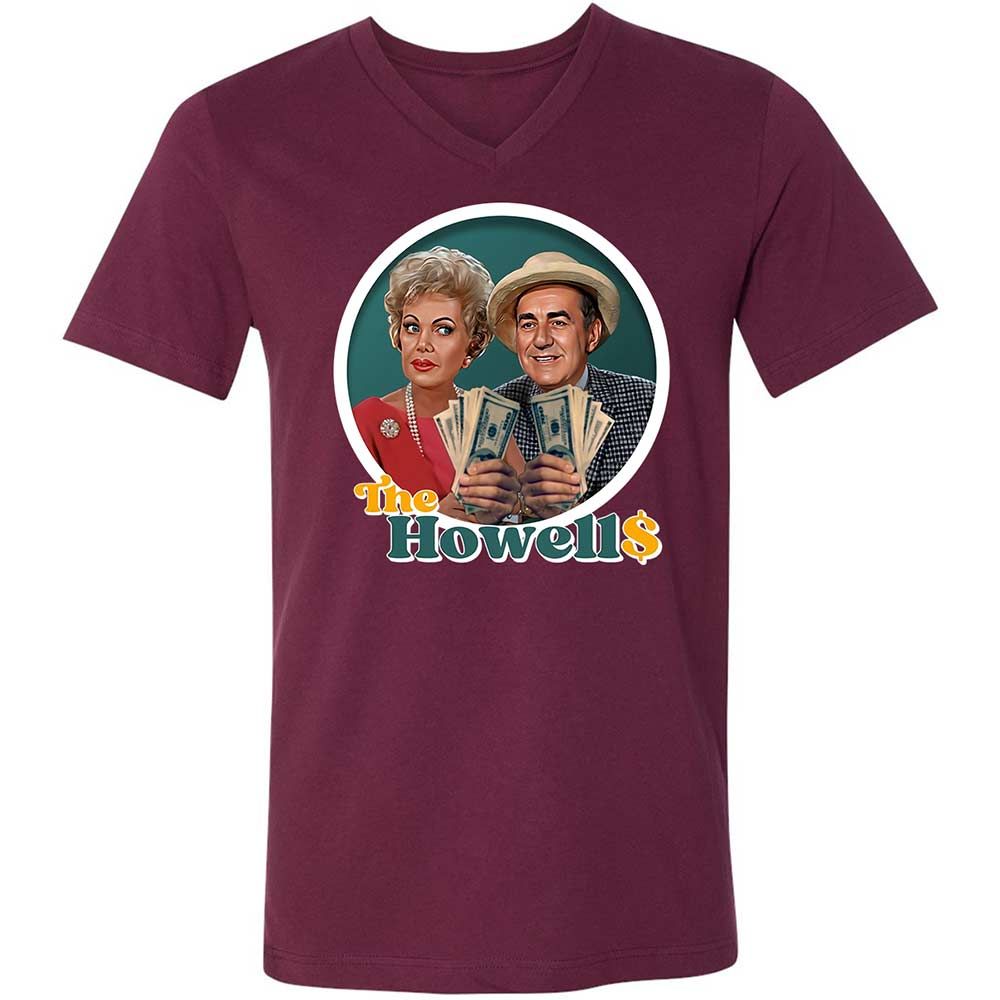 Unisex V-Neck T-Shirt - J85LEMM9 - Maroon - 8