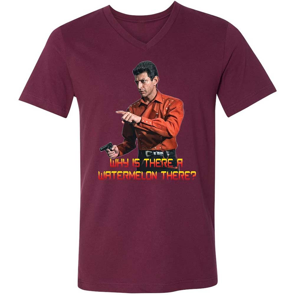 Unisex V-Neck T-Shirt - QM82D4DY - Maroon - 8