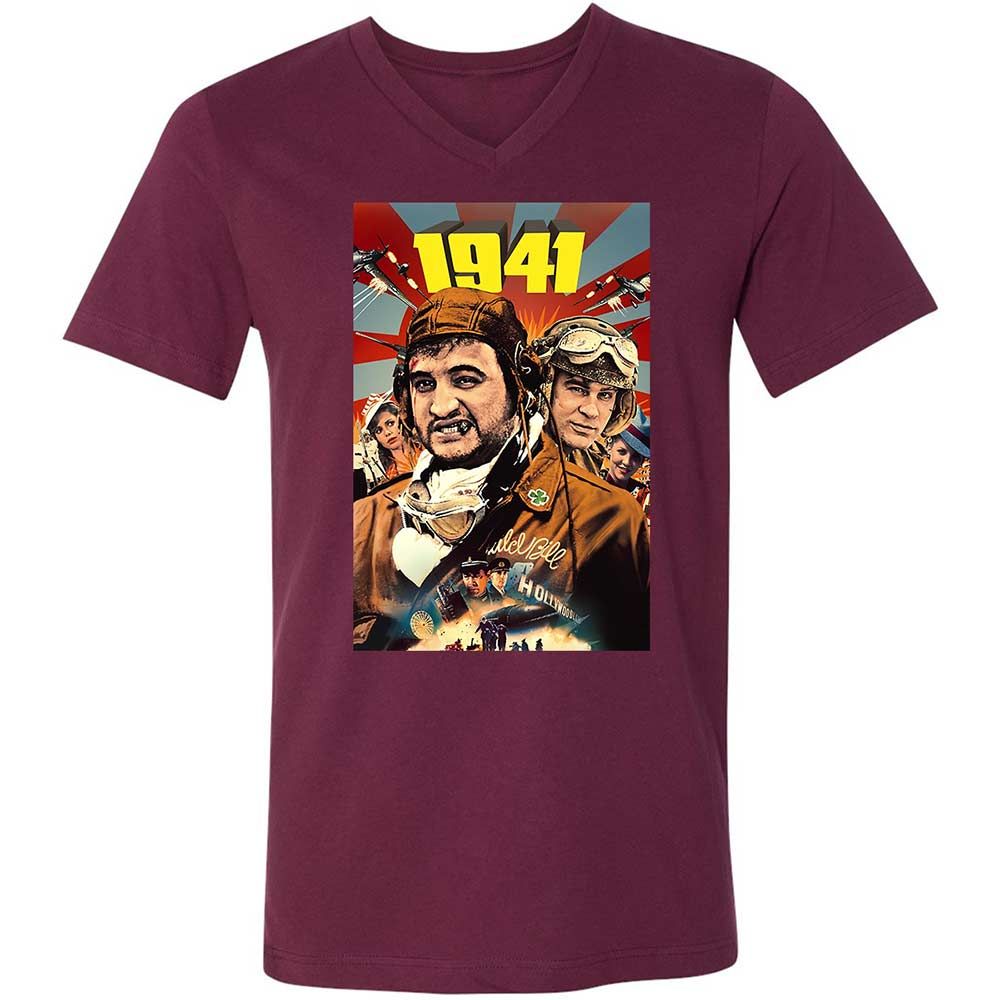 Unisex V-Neck T-Shirt - MW2EC445 - Maroon - 8