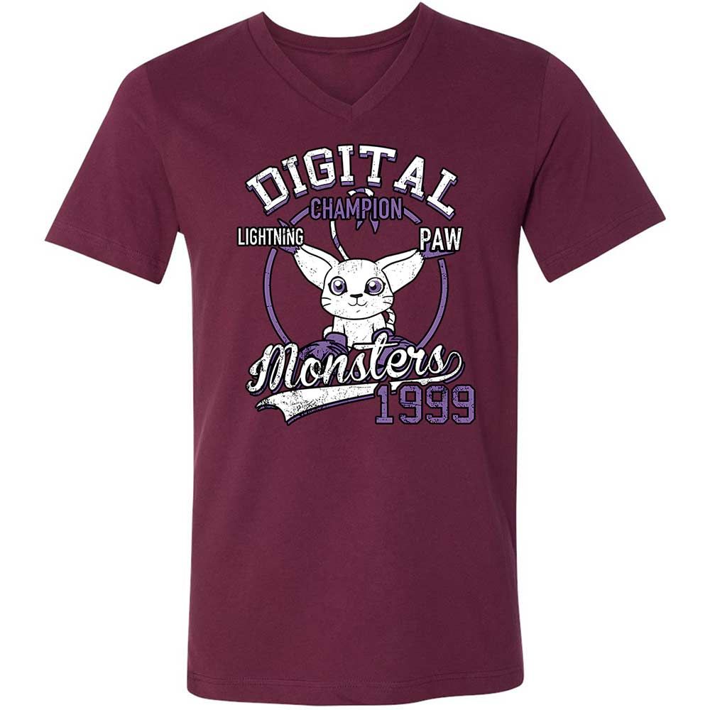 Unisex V-Neck T-Shirt - PQGXRYLZ - Maroon - 8
