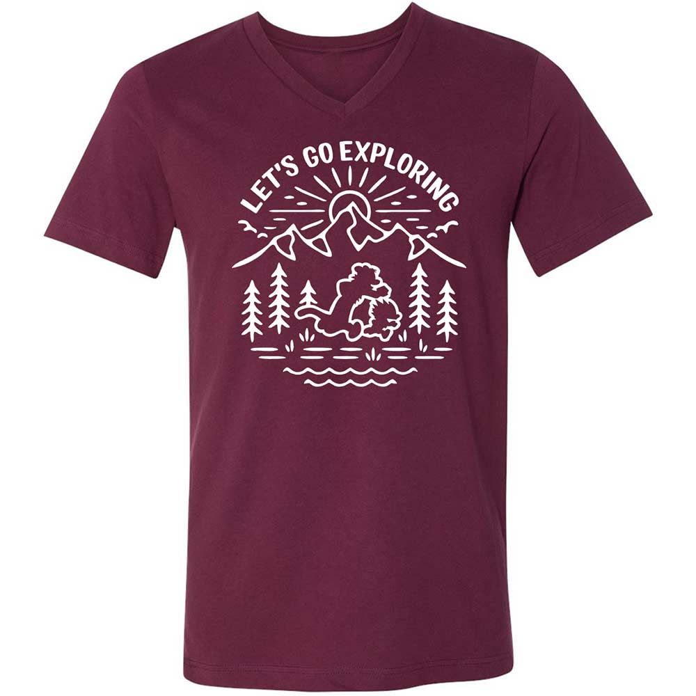 Unisex V-Neck T-Shirt - GEE99RSA - Maroon - 8