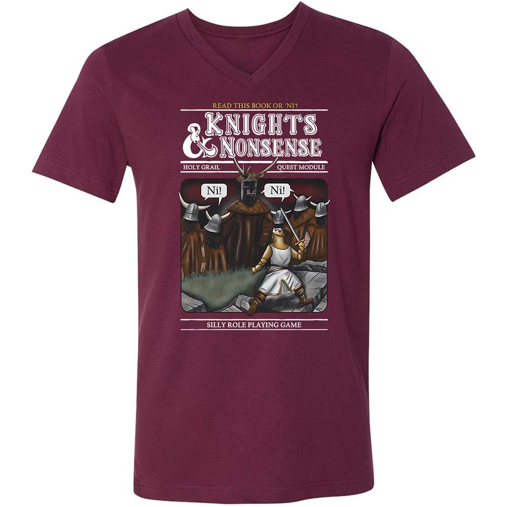 Unisex V-Neck T-Shirt - 8DRAX6KJ - Maroon - 8