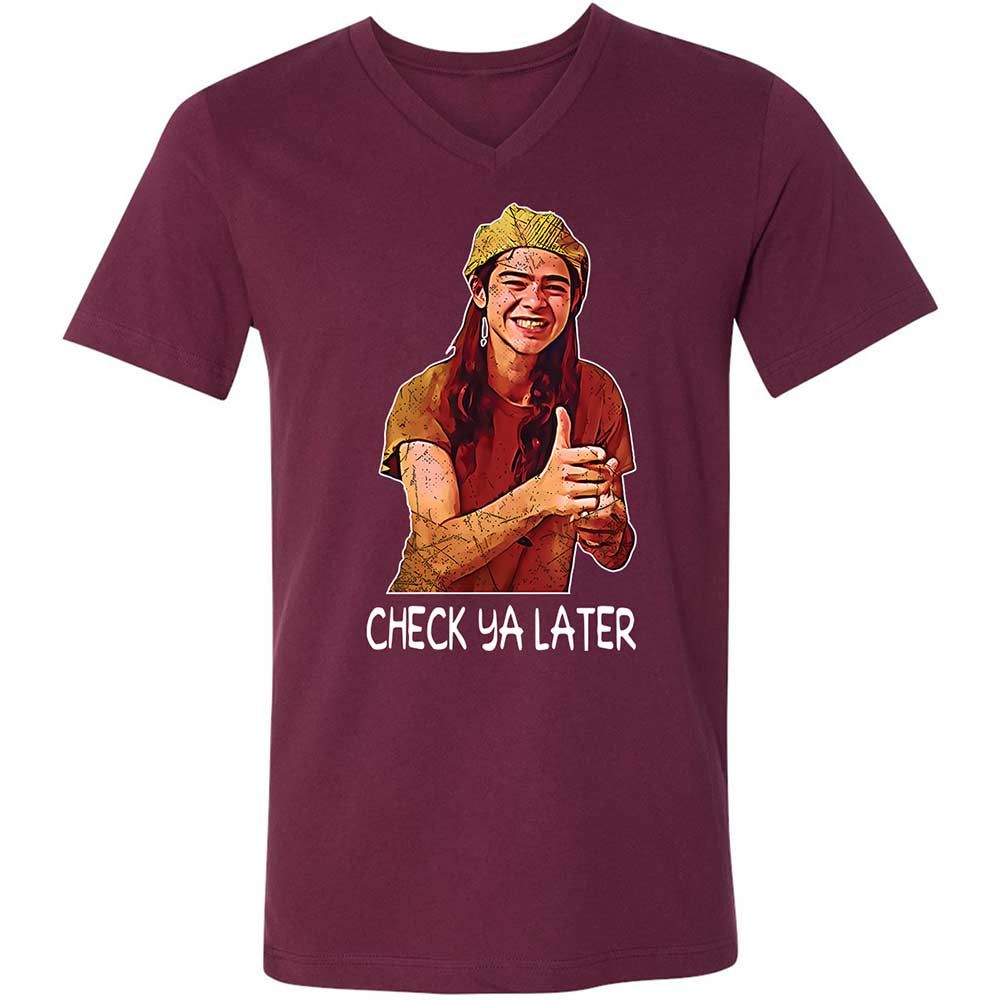 Unisex V-Neck T-Shirt - EX1F6HKS - Maroon - 8