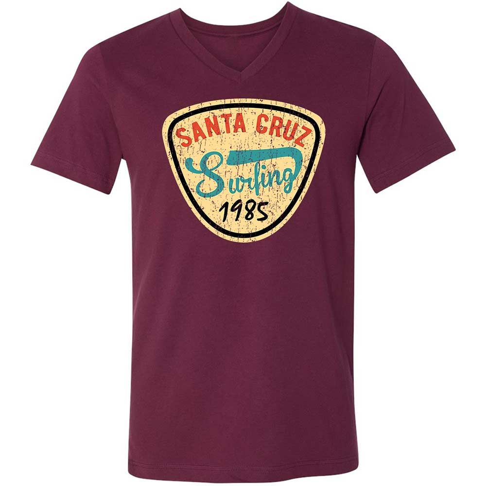 Unisex V-Neck T-Shirt - 894SF7XH - Maroon - 8