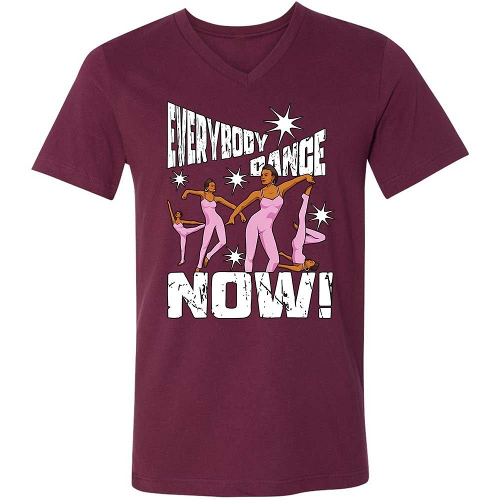 Unisex V-Neck T-Shirt - 9KWT5MVW - Maroon - 8