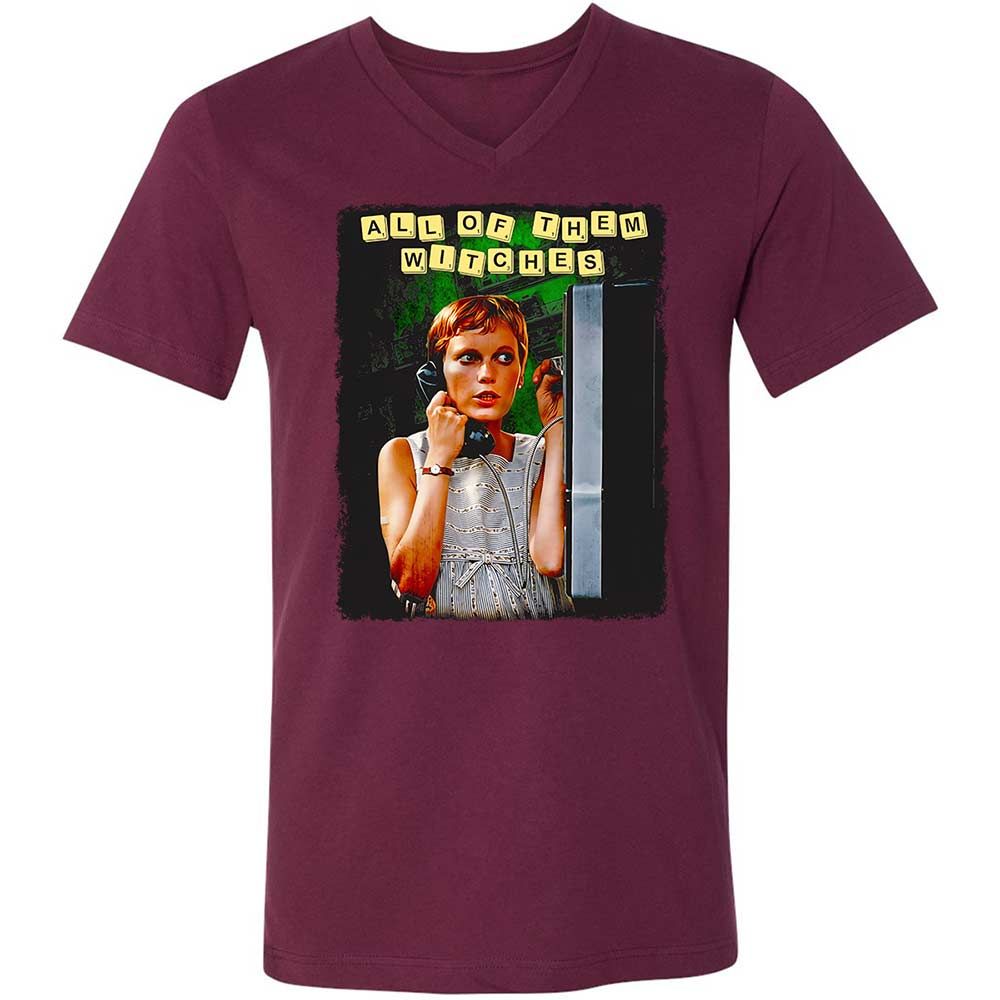 Unisex V-Neck T-Shirt - W98HCEUS - Maroon - 8