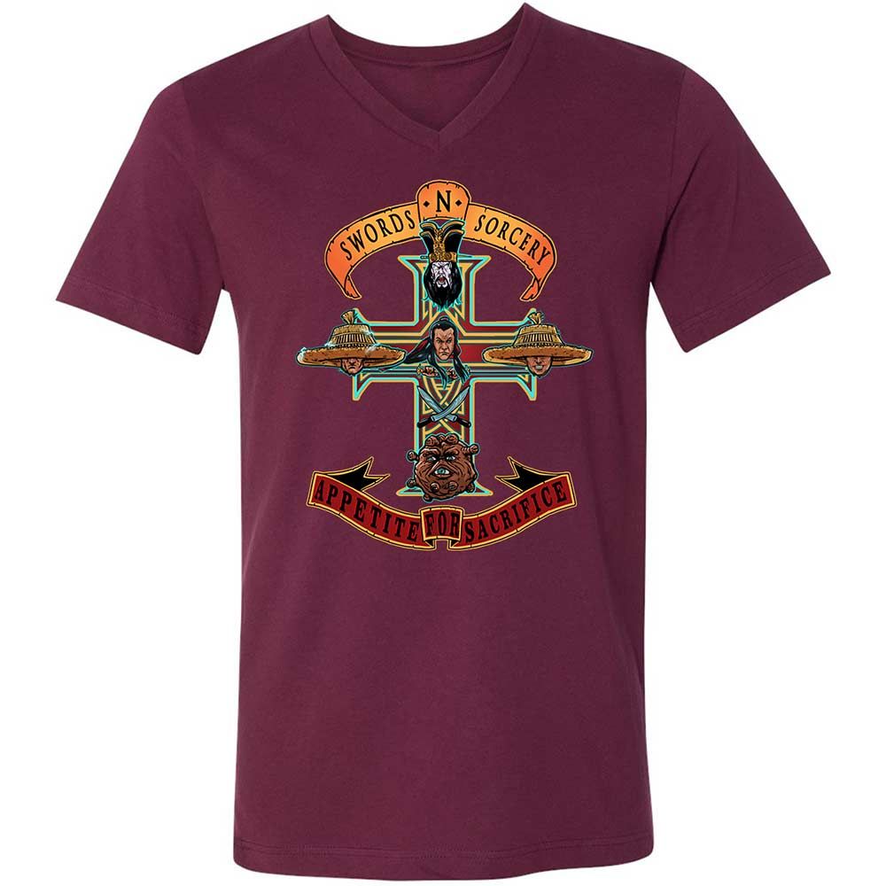 Unisex V-Neck T-Shirt - CNTNJ7CA - Maroon - 8