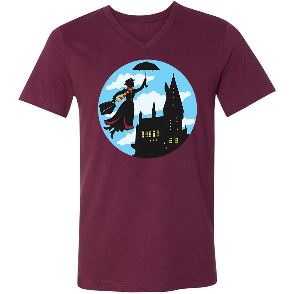 Unisex V-Neck T-Shirt - PAEVQAQF - Maroon - 8